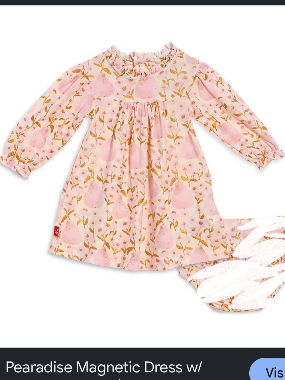 Magnetic Me Pink Dress with‎ Gold Leaf Print
